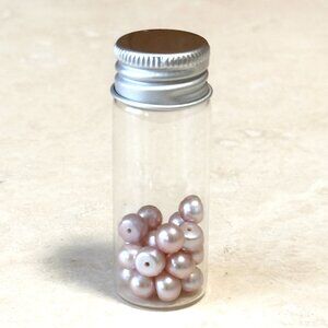 2/$20, Small Glass Bottle w/ Genuine Iridescent Mauve Freshwater Pearls